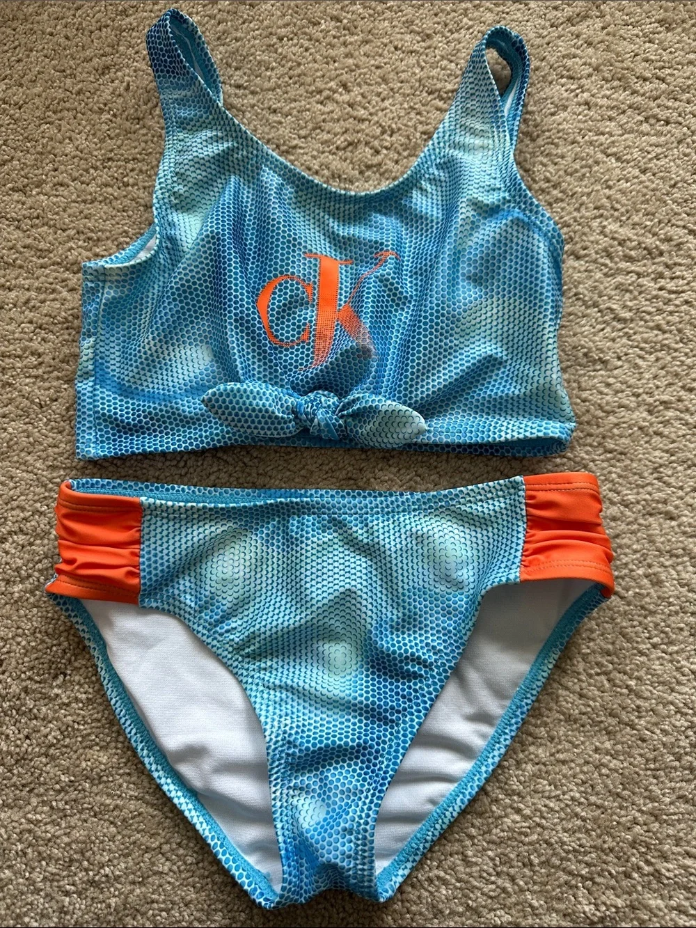 Calvin Klein Blue Swim Bikini with Orange Accents